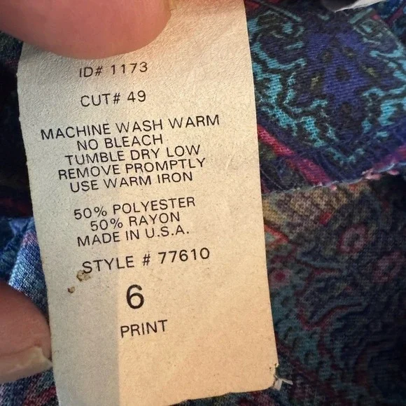 Vintage 80s Bedford Fair Maxi Dress Size 6 Modest Paisley Cottage Prairie - Picture 6 of 7